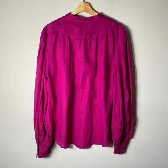 NWT Lauren Ralph Lauren Women's XL Long Sleeve Linen Embroidered Tunic Fuchsia - Picture 12 of 16